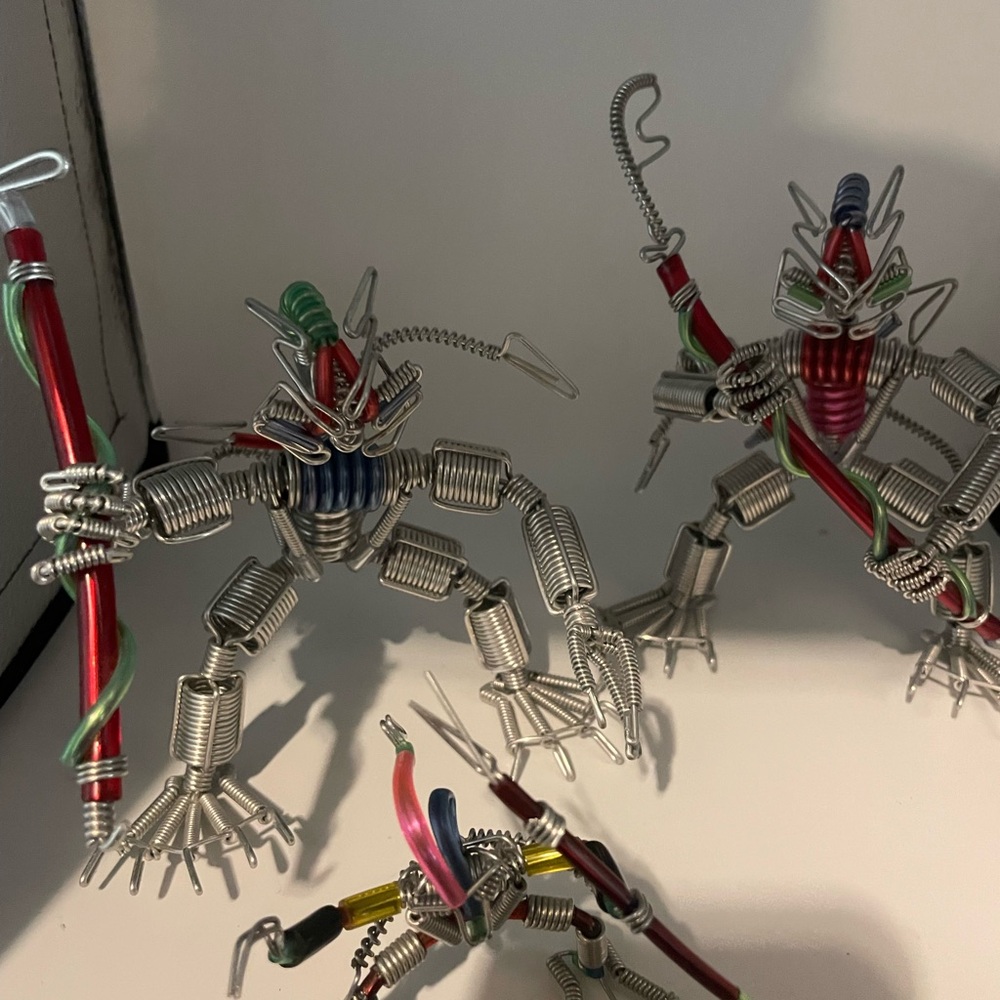 Wire Art Figurines with Colorful Accents